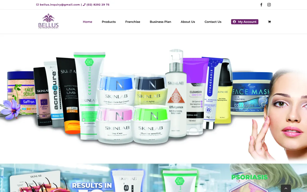 Bellus Aesthetics clinic group website with an AI concierge chat